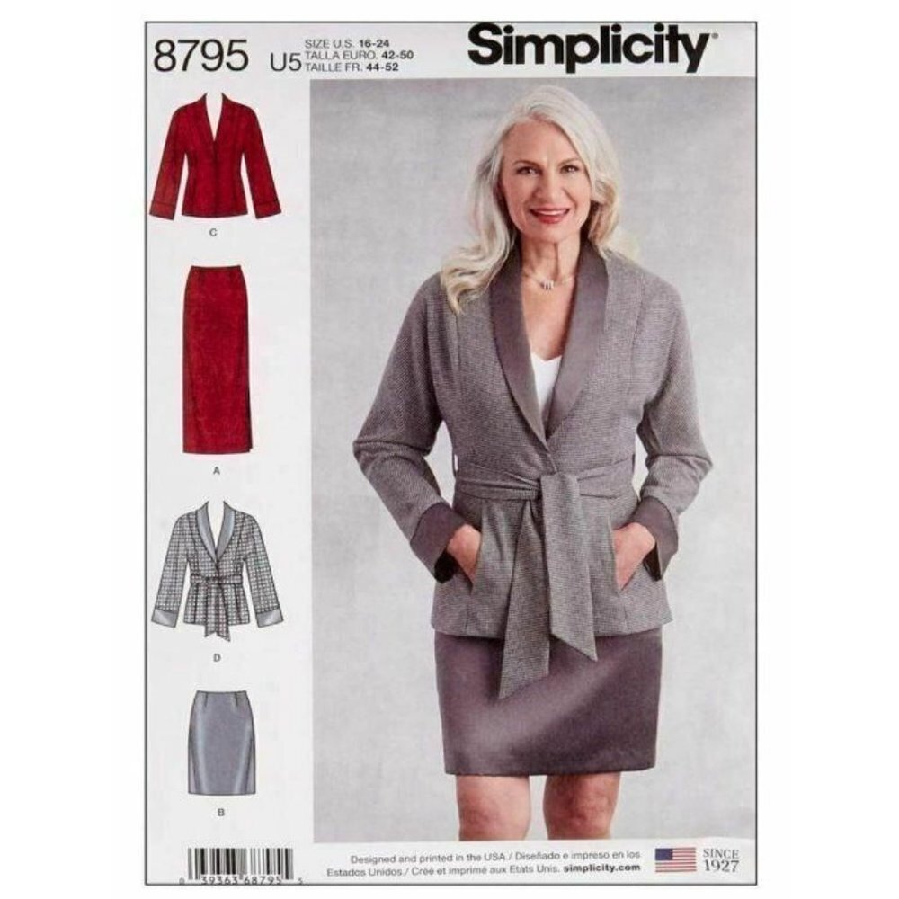 Simplicity Sewing Pattern 8795‎ Misses Skirt Jacket Petite Size 16-24